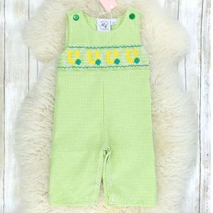 💚 Boys Green Horseshoe Smocked Jumper